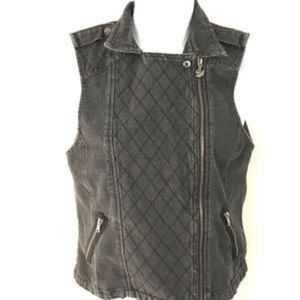 Selena Gomez Dream out Loud Moto Rocker Denim Jean Vest Sz XS